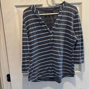 Fresh produce washed navy blue with light blue stripe top